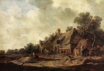 Jan Van Goyen : Peasant Huts with a Sweep Well